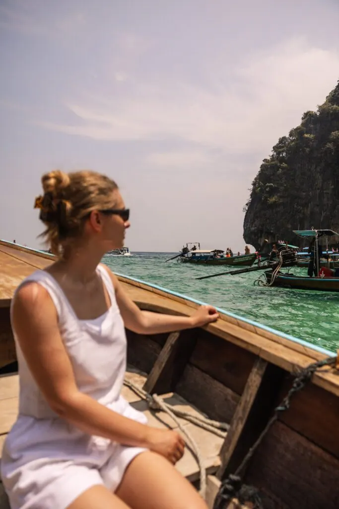 Woman on a longtail boat in Thailand